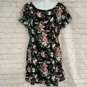 Black Floral Print Dress Medium